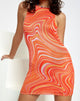 Imagen de Motel X Barbara Kristoffersen Minivestido Brigitta en 70s Ripple Mandarina
