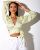 Imagen de Briza Crop Top de satén Zebra Pistacho