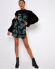 Imagen del Vestido Tista en Flor de Dragón Negro y Menta