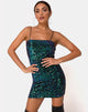 Imagen del vestido Cecile en terciopelo verde lentejuelas iridiscentes