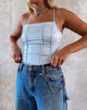 Imagen de Cosey Top en satén azul empolvado