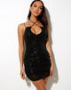 Imagen de Denila Bodycon Dress in Drape Sequin Negro