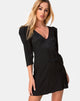 Imagen del vestido Dumia de satén negro guepardo