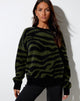 Imagen del jersey Eleni de punto cebra verde oliva y negro