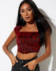Imagen de Elis Crop Top en Brocado Flor Negro y Rojo