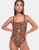 Imagen del bañador Evita en leopardo quemado