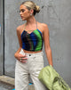 Imagen de MOTEL X OLIVIA NEILL Salet Crop Top en verde y azul solarizados