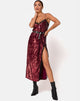 Imagen de Fitilia Vestido en Mini Lentejuelas Borgoña con Encaje Negro