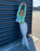 Imagen de Motel X Barbara Kristoffersen Odina Cardi en punto Jagged Swirl Peppermint and Cream