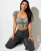 Imagen de Ganika Crop Top en Sage Flower Buds Black Flock