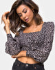 Imagen de Gazalo Cropped Top en Ditsy Rose Negro