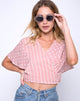Imagen de Gios Wrap Top en Spot Stripe Rosa y Blanco