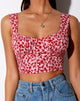 Imagen de Gladis Chaleco Crop Top en Ditsy Butterfly Melocotón y Rojo
