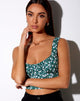 Imagen de Gladis Chaleco Crop Top en Floral Campo Verde