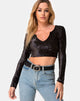 Imagen de Guan Crop Top en Terciopelo Negro