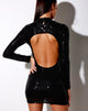 Imagen de Guedra Mini Dress in Drape Sequin Negro