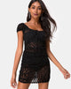 Imagen del minivestido Guenetta en red negro animal