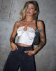 Imagen de Haltri Crop Top de satén Marfil