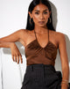 Imagen de Haltri Crop Top de satén Chocolate
