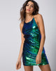 Imagen del vestido Hedi de lentejuelas verde irisado