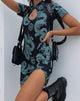 Imagen de Marlin Bodycon Dress in Dragon Flower Negro y Menta