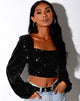 Imagen de Irene Crop Top en Drape Sequin Negro