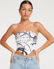 imagen de Irvana Bandeau Top en Mono Doodle Blanco y Negro