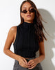 Imagen de Ivy Vest Top en rib negro con costuras negras