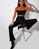 Imagen de Jeevan Flare Trouser in Brocade Rose Flock Negro