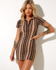 Imagen de Jeeves Mini Dress in Mix Stripe Marrón