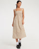 imagen de Jocasta Midi Dress in Yellow and Brown Check