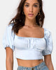 Imagen de Kalua Crop Top de satén azul empolvado