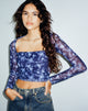 imagen de Kalula Printed Long Sleeve Top in Pretty Floral Navy