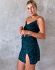 Imagen del minivestido Katya en verde bosque cebra años 90