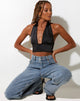 Imagen de Keiza Crop Top de satén negro