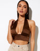 Imagen de Keiza Crop Top de satén marrón intenso