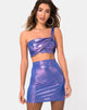 Imagen de la minifalda Kimmy en color lavanda metalizado brillante