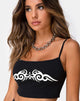 Imagen de Kini Crop Top en Negro con Colocación Tribal en Blanco