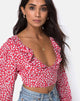Imagen de Koniva Crop Top en Ditsy Rose Red y Plata