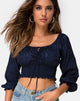 Imagen de Lancer Crop Top en satén rosa marino