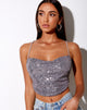 Imagen de Laxmi Crop Top en Drape Sequin Plata