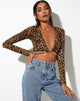 Imagen de Lieneva Crop Top en Marrón Leopardo Nocturno
