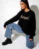 Imagen de Lulees Jersey de punto Negro con Angel en Crema