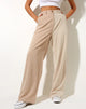 Imagen del pantalón Abba en contraste marrón tostado y beige