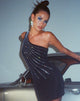 Mandan Mini Vestido en Crepe Negro Hotfix Diamante