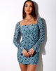 Imagen de Marilla Vestido de manga larga en Love Bloom Gris y Azul Flock