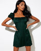 Imagen de Menta Mini Vestido de Satén Chita Verde Bosque