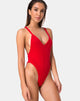 Imagen del bañador Miro de canalé rojo
