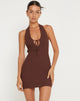 imagen de Mogi Minivestido de cuello alto en punto elástico chocolate