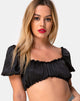Imagen de Morgan Crop Top de satén Negro